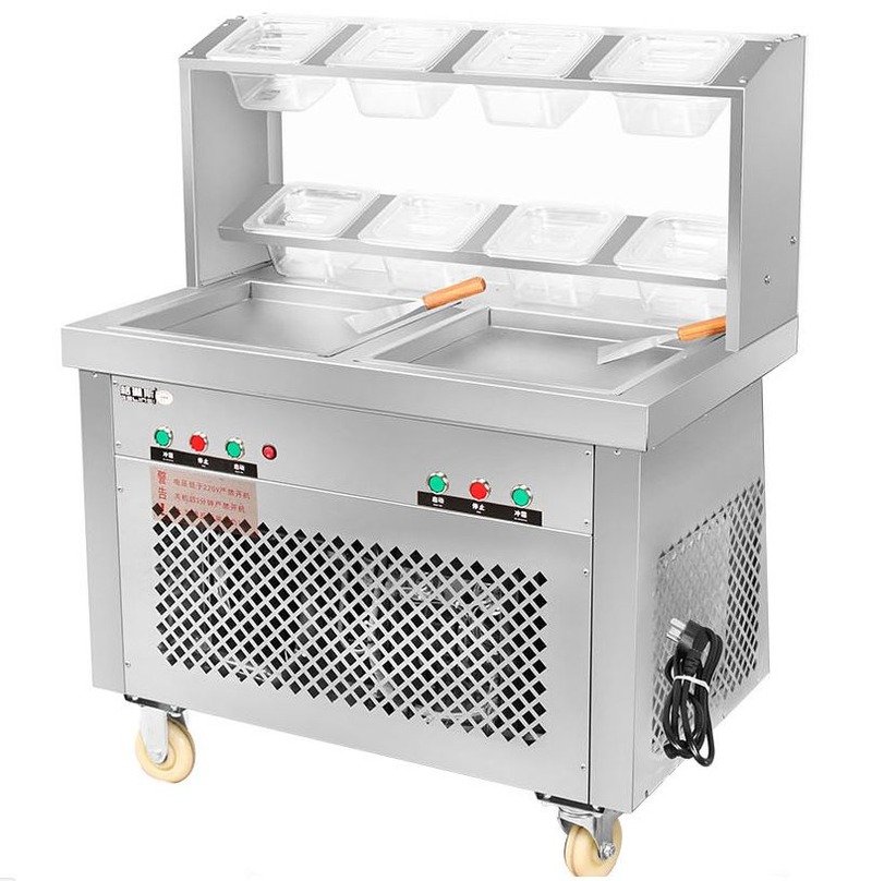 Snack Factory Ice Cream Roll Making Pan Ice Cream Roll Machine Thailand