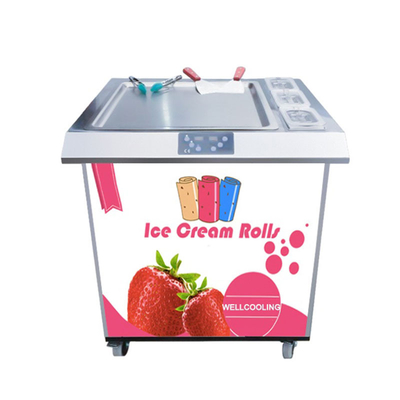 Snacks Factory Commercial Single Square Pan Roll Fried Ice Cream Machine With CE Certification