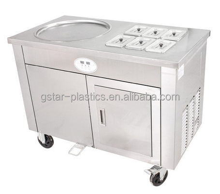 Ice Cream Round / Square Single Pan Fried Ice Roll Cream Machine With Cold Storage